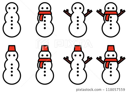 各種形狀的雪人的向量插圖集 各種形狀的雪人的向量插圖集 118057559