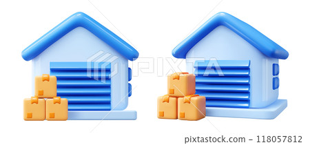 3d vector render warehouse icon. 118057812