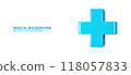 3D vector blue plus sign. 118057833