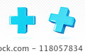 3D vector blue plus sign. 118057834
