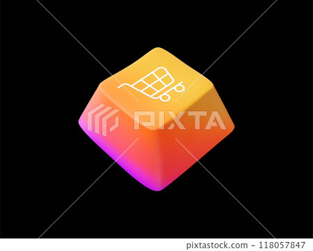 Pink yellow shop keyboard button 118057847