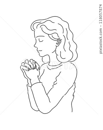 祈禱的女人的上半身插圖 118057874