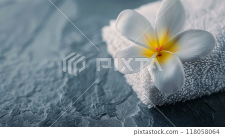 Spa 圖片白花與毛巾 118058064