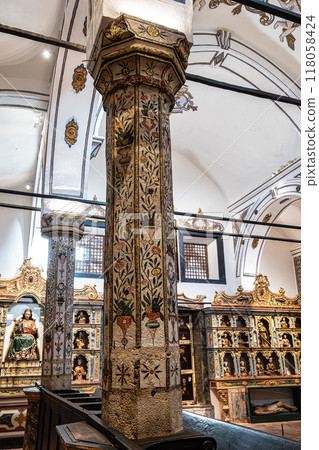 Interior of Monastery of Jesus of Setubal in Portugal. Church of Interior of Monastery of Jesus of Setubal in Portugal. Church of 118058424