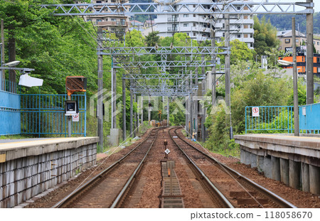 Kobe Electric Railway: Karatodai Station platform and scenery Kobe Electric Railway: Karatodai Station platform and scenery 118058670