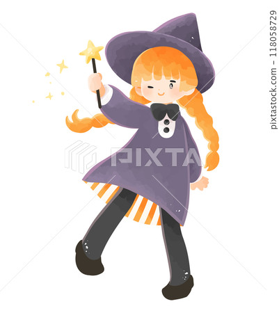 Girl in Halloween costume, witch, wizard 118058729