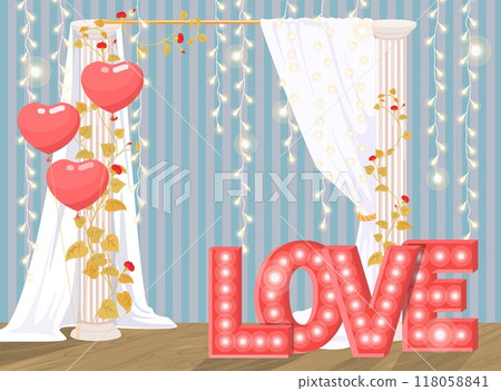 Romantic wedding photo zone background for memories pictures Romantic wedding photo zone background for memories pictures 118058841