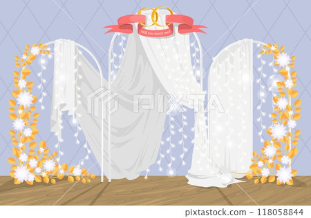Wedding photo zone with floral arch vector illustration 118058844
