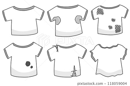 A loose and simple set of clothes in poor condition, solid color 118059004