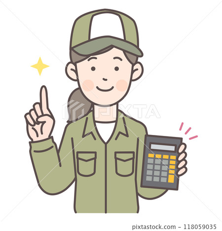 Delivery woman staff with a calculator Delivery woman staff with a calculator 118059035