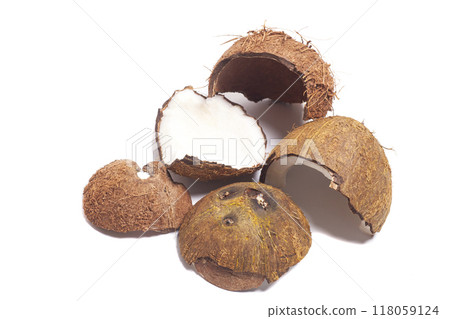 Coconut peel isolated on white background Coconut peel isolated on white background 118059124