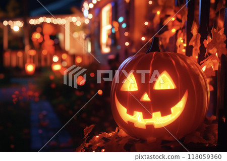 AI-generated image: Halloween cityscape image 118059360