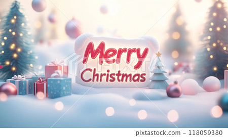 卡通3D圣诞节海报插画字体素材 118059380