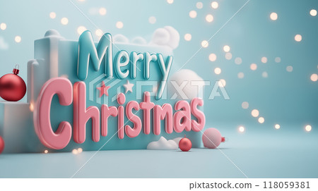 Cartoon 3D Christmas poster illustration font material Cartoon 3D Christmas poster illustration font material 118059381