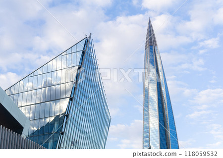 view of the Lakhta Centre building complex against the sky view of the Lakhta Centre building complex against the sky 118059532