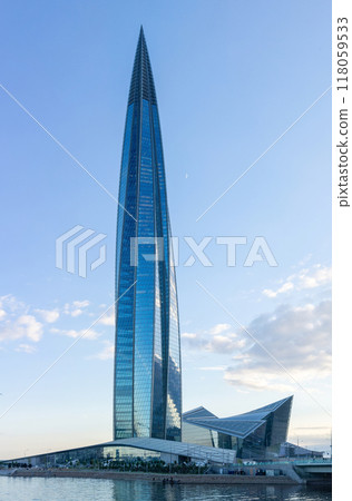 view of the Lakhta Centre skyscraper on the shore of the Gulf of Kronshtadt view of the Lakhta Centre skyscraper on the shore of the Gulf of Kronshtadt 118059533
