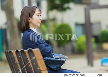 High school girl in the park High school girl in the park 118059816