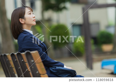 High school girl in the park High school girl in the park 118059818