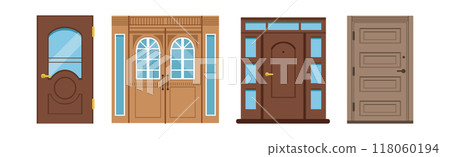 Different Front Door as Entrance and Exterior Element Vector Set Different Front Door as Entrance and Exterior Element Vector Set 118060194