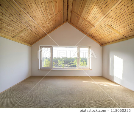 Image material of the attic of a custom-built house 118060235