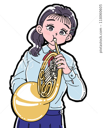 吹喇叭的女孩的插圖 118060605