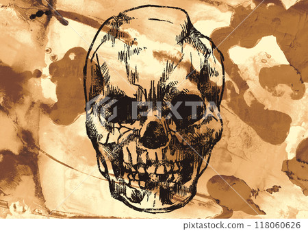 水彩紋理背景與頭骨設計 118060626