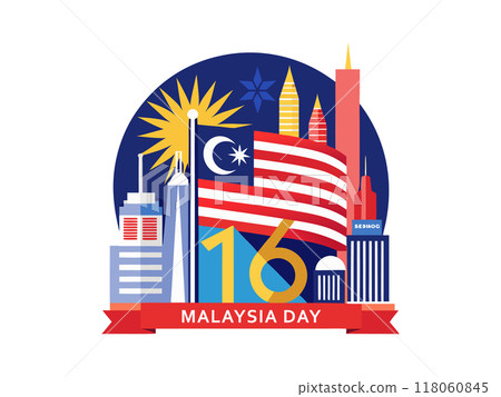 Happy Malaysia Day 16th September With Malaysian Flag 118060845