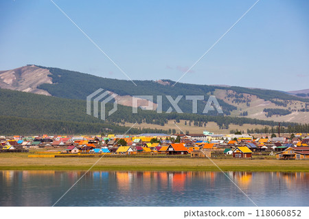 View to Khatgal, a village in Mongolia on Lake Khuvsgul View to Khatgal, a village in Mongolia on Lake Khuvsgul 118060852