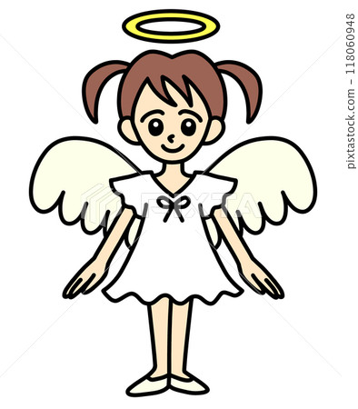 天使女孩面朝前方站立 天使女孩面朝前方站立 118060948