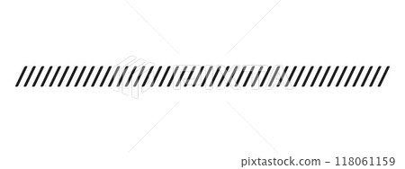 Repeating slash lines pattern. Border with slanted parallel stripes. Embroidery ornament with angled stitches on white background. Print for caution tape or barrier board. Vector graphic illustration Repeating slash lines pattern. Border with slanted parallel stripes. Embroidery ornament with angled stitches on white background. Print for caution tape or barrier board. Vector graphic illustration 118061159