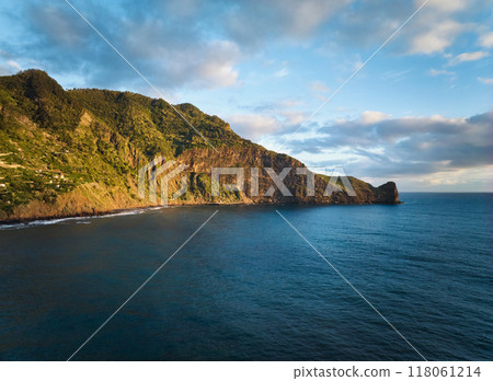 View of Madeira cliffs coastline landscape, Madeira island, Portugal View of Madeira cliffs coastline landscape, Madeira island, Portugal 118061214