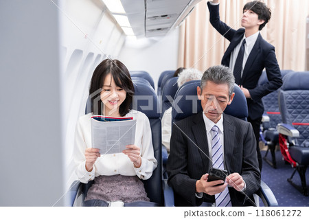 Inside the plane of an airplane Inside the plane of an airplane 118061272