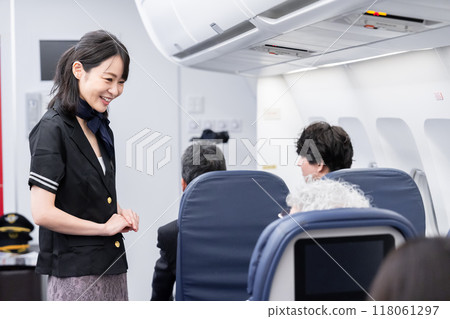Inside the plane of an airplane 118061297