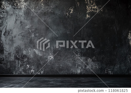 Abstract deep black and grunge textures of aged rough wall background and dark floor. Abstract deep black and grunge textures of aged rough wall background and dark floor. 118061825