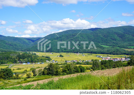 從蘆別市新城町的山上眺望田園風光 118062305