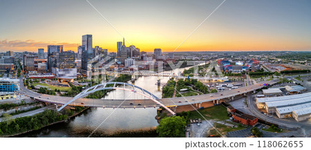 Nashville, Tennessee, USA skyline over the Cumberland River Nashville, Tennessee, USA skyline over the Cumberland River 118062655