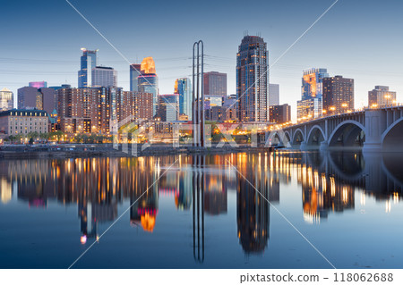 Minneapolis, Minnesota, USA City Skyline on the Mississippi River Minneapolis, Minnesota, USA City Skyline on the Mississippi River 118062688