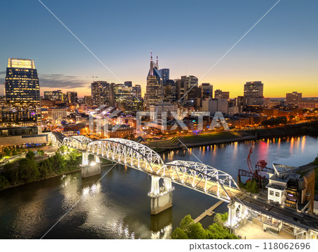 Nashville, Tennessee, USA Skyline Over the Cumberland River 118062696