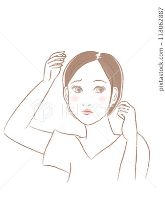 一個女人頭髮稀疏的插圖 118062887