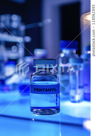 vial of fentanyl in a laboratory, generative AI 118062895