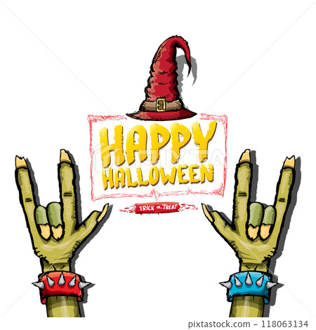Happy halloween doodle design elements set isolated on white background. vector happy halloween greeting card with zombie hand. vector illustration Happy halloween doodle design elements set isolated on white background. vector happy halloween greeting card with zombie hand. vector illustration 118063134