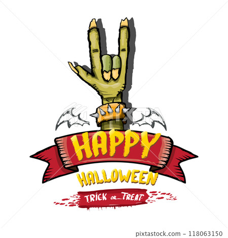 Happy halloween doodle design elements set isolated on white background. vector happy halloween greeting card with zombie hand. vector illustration Happy halloween doodle design elements set isolated on white background. vector happy halloween greeting card with zombie hand. vector illustration 118063150