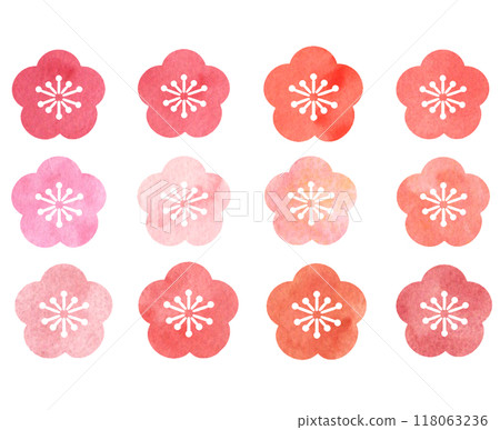 水彩日本圖案梅花圖案 118063236
