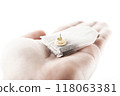 image of tea bag miniature mug hand white background 118063381