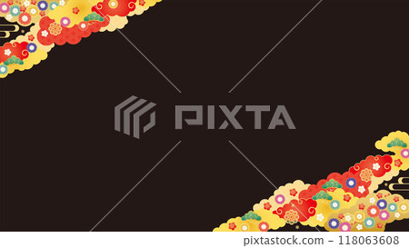 Background material-Early spring frame 9-3 vector 118063608