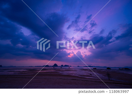 Sunset sky, Nature beautiful Light Sunset or sunrise over sea, Colorful dramatic majestic scenery sky,Amazing clouds and waves in sunset sky nature light cloud background 118063997