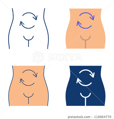 Stomach digestion icon set in flat and line style Stomach digestion icon set in flat and line style 118064770