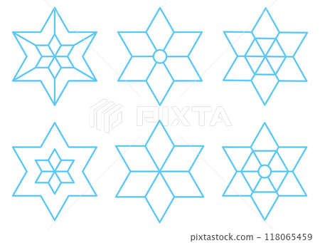 Set of snowflakes, line drawing icons, winter decoration materials Set of snowflakes, line drawing icons, winter decoration materials 118065459