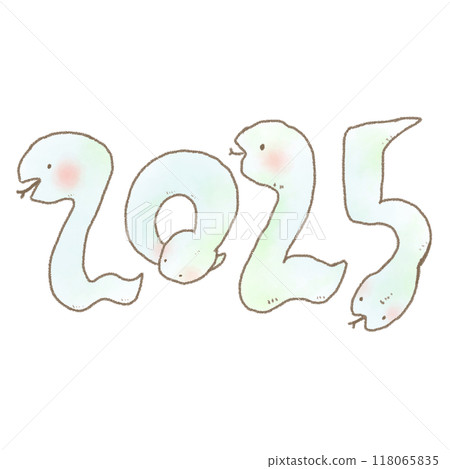 White snake 2025 New Year's card illustration 118065835