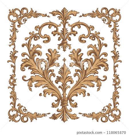 Retro baroque decorative design element isolated on white background 118065870